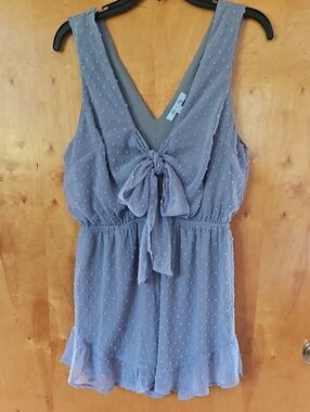 She + Sky Swiss Dot Tie-Front Romper